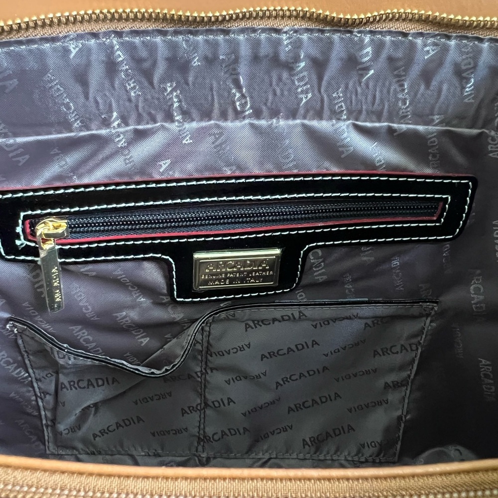 NWT ARCADIA PATENT LEATHER LARGE SATCHEL HANDBAG PURSE - Picture 10 of 16
